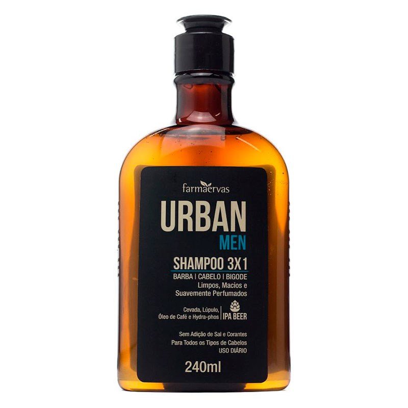 Shampoo 3X1 Urban Men Farmaervas IPA 240ml Lojas Rede