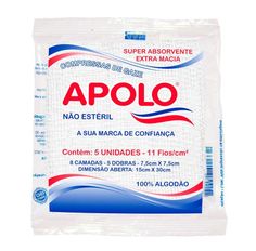 Compressa De Gaze Apolo 11 Fios 5 Unidades