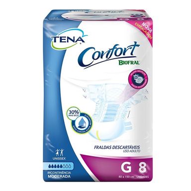 Fralda Geriátrica Tena Confort G Com 8 Unidades