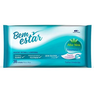 Toalha Umedecida Bem Estar Aloe Vera 36 Unidades