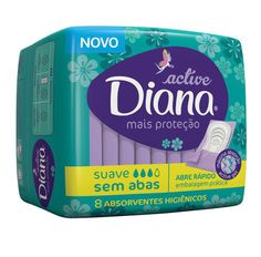 Absorvente Diana Active Cobertura Suave Sem Abas 8 Unidades