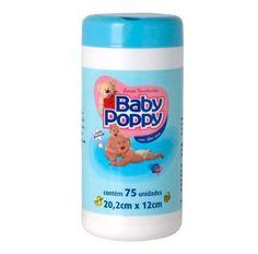 Lenço Umedecido Baby Poppy Azul Com 75 Unidades