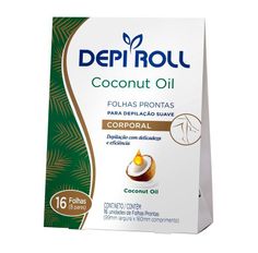 Folhas Prontas Para Depilação Corporal Depi-Roll Óleo Coco 8 Pares