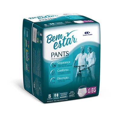 Roupa Íntima Bem Estar Pants G/EG Com 8 Unidades