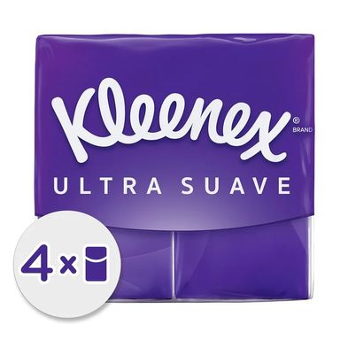 Lenço de Papel Kleenex Ultra Suave 4 Pacotes - 10 lenços Cada
