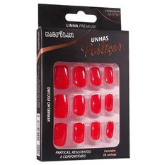 Unhas Postiças Macrilan Vermelho Escuro - Tamanho Médio