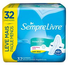 Absorvente Sempre Livre Adapt Plus Seca Com Abas 32 Unidades