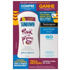 Kit Protetor Solar Sundown FPS 70 200ml + Neutrogena Facial FPS 60 50ml