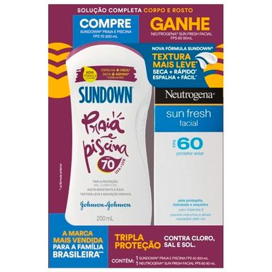 Kit Protetor Solar Sundown FPS 70 200ml + Neutrogena Facial FPS 60 50ml