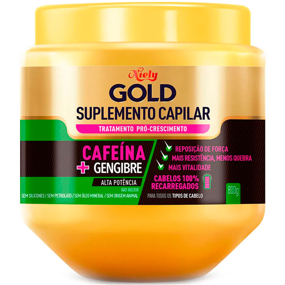 Máscara Capilar Concentrada Niely Gold Suplemento Cafeína 800g Lojas Rede