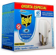 Repelente Elétrico Liquido Raid 45 Noites + Refil 32,9 ml