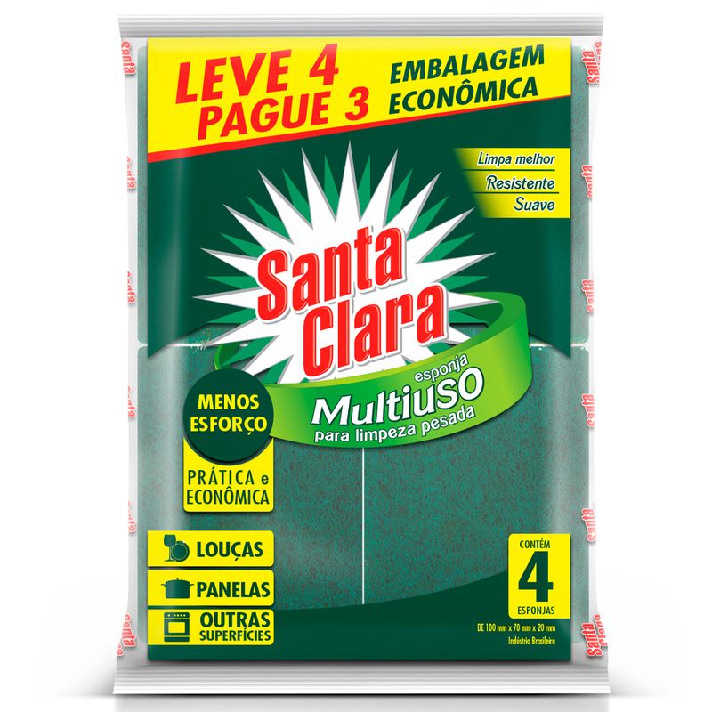 Esponja Limpeza Dupla Face Santa Clara Leve 4 pague 3 Lojas Rede