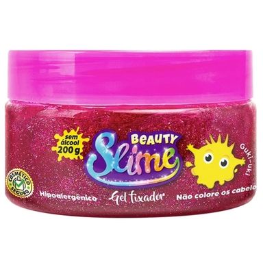 Gel Fixador Beauty Slime Glitter Rosa 200g