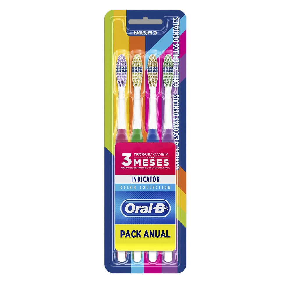 Escova Dental Oral B Indicator Color Collection 4 Unidades - Lojas Rede