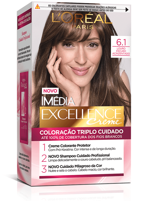 Kit Tintura Imédia Excellence L'Oréal Louro Escuro Acinzentado 6.1