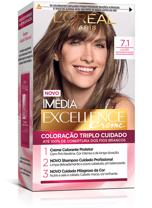 Kit Tintura Imédia Excellence L'Oréal Louro Acinzentado 7.1