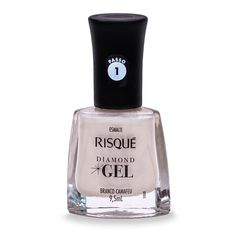 Esmalte Risqué Diamond Gel Branco Camafeu Cintilante 9,5ml