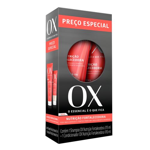 Kit Shampoo 375ml + Condicionador 170ml OX Nutrição Fortalecedora