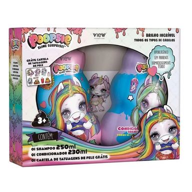 Kit Shampoo 250ml + Condicionador 230ml Infantil View Poopsie Grátis Tattoo