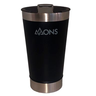 Copo Térmico Inox Mons Sports Com Tampa Preto 473ml