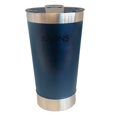 Copo Térmico Inox Mons Sports Com Tampa Azul 473ml