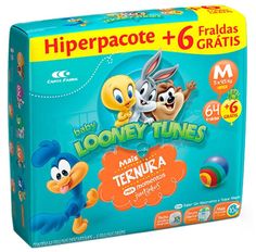 Fralda Descartável Baby Looney Tunes Hiper M 70 Unidades