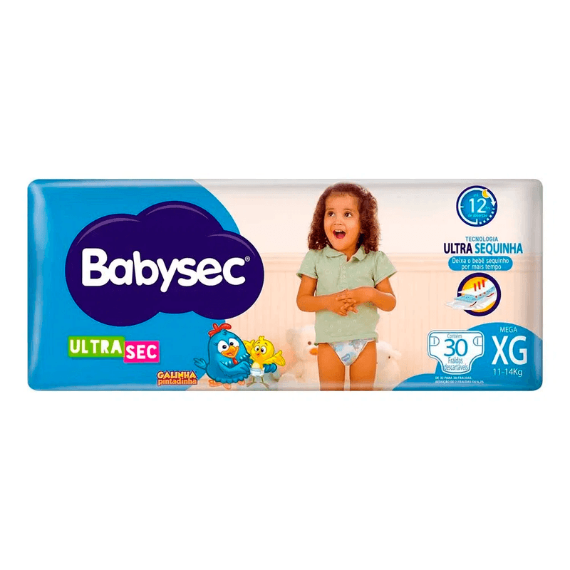 Fralda Descartável Babysec Galinha Pintadinha Ultrasec Mega XG 30