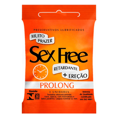 Preservativo Sex Free Prolong Com 3 Unidades