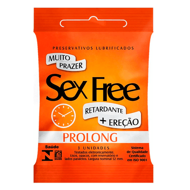 Preservativo Sex Free Prolong Com 3 Unidades