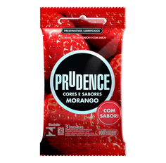 Preservativos Prudence Cores e Sabores Morango Com 03 Unidades