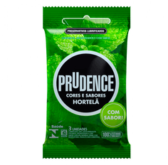 Preservativo Prudence Cores e Sabores Hortelã Com 3 Unidades