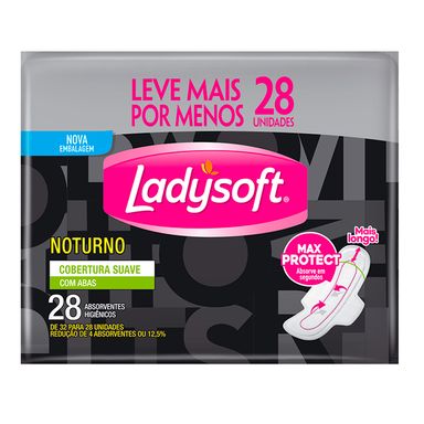 Absorvente Ladysoft Noturno Suave Com Abas Com 28 Unidades