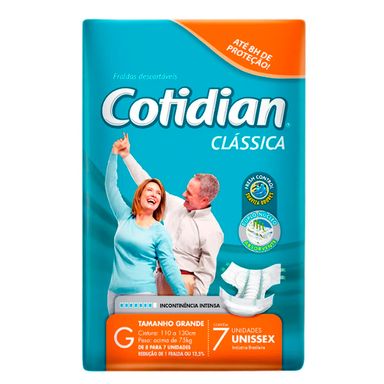 Fralda Geriátrica Cotidian Clássica G Com 7 Unidades