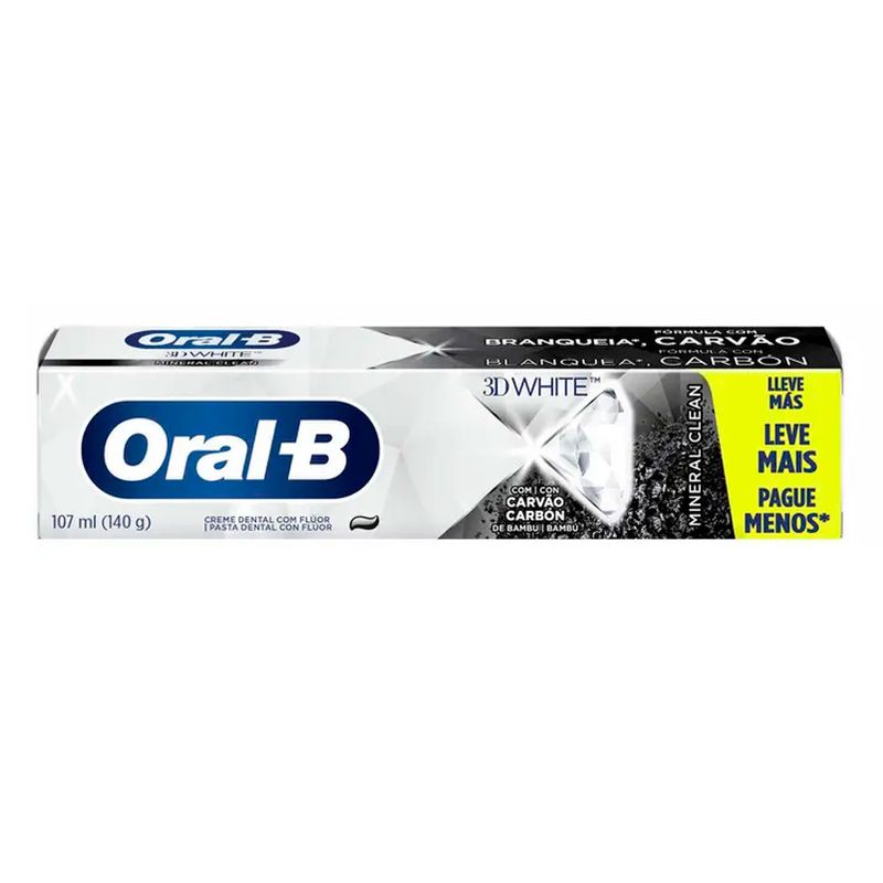 Creme Dental Oral-B 3D White Mineral Clean Com Carvão 140g