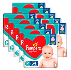 Kit 10 Fraldas Pampers Supersec Pacotão Econômico P - 340 Tiras