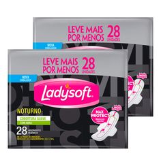 Kit Absorvente Ladysoft Noturno Suave Com Abas -  56 Unidades