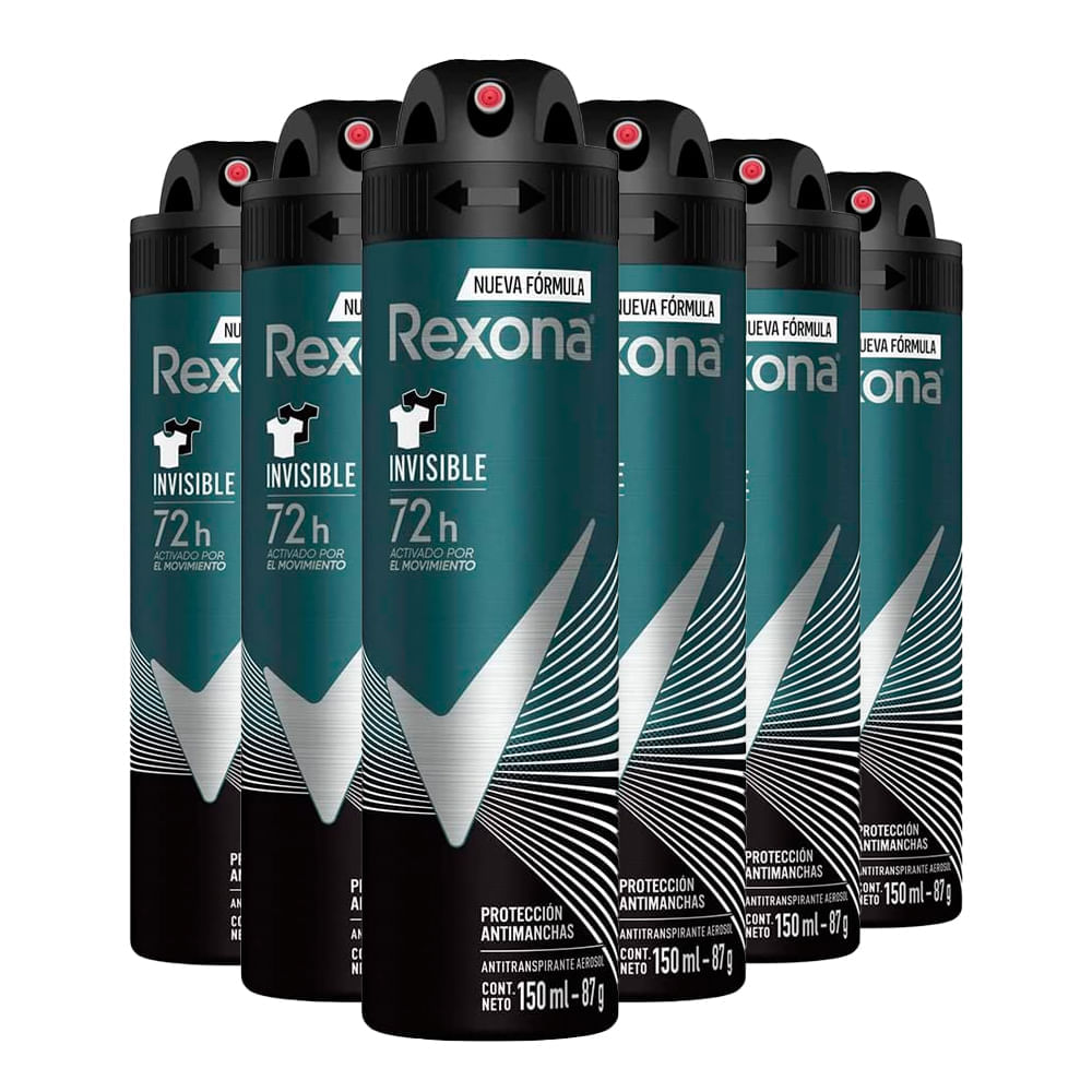 Desodorante Antitranspirante Aerosol Masculino Rexona Invisible 72 horas 2  Unidades 150ml