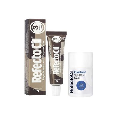 Kit Tintura N°3 Castanho Natural  e Oxidante 100ml Sobrancelhas Refectocil