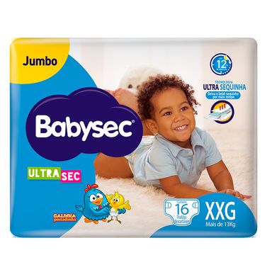 Fralda Descartável Babysec Ultra Sec Jumbo XXG - 16 Tiras