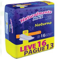 Absorvente Naturalmente Max Noturno Com Abas - Leve 16 Pague 13