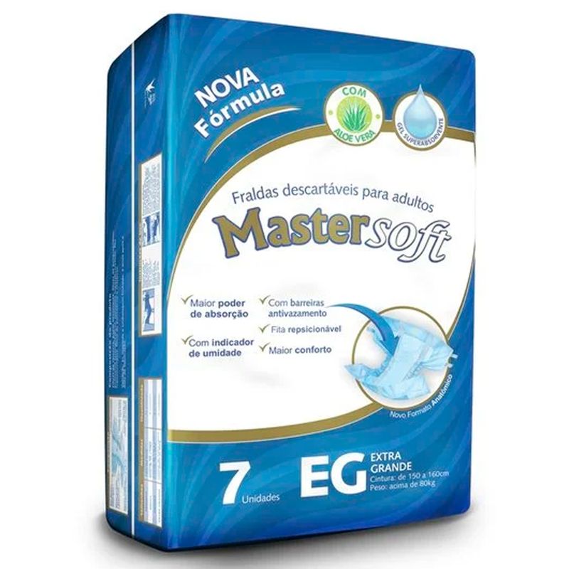 Fralda Geriátrica Mastersoft Regular EG 7 Unidades - Lojas Rede