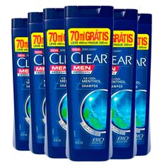 Kit Shampoo Clear AntiCaspa Ice Cool Menthol Leve 400ml Pague 330ml 6 Unidades