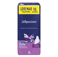 Absorvente Sempre Livre Adapt Plus Noite E Dia Com Abas 16 Unidades - VENCIMENTO AGOSTO 2025