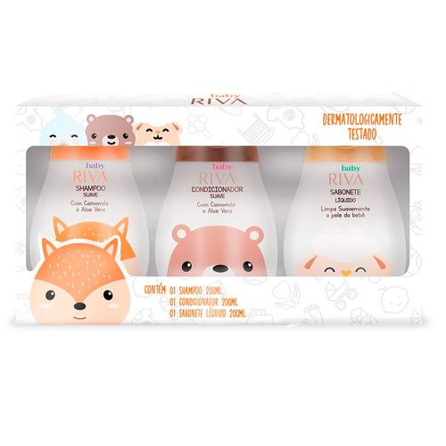 Kit Shampoo + Condicionador + Sabonete Líquido Riva Baby 200ml