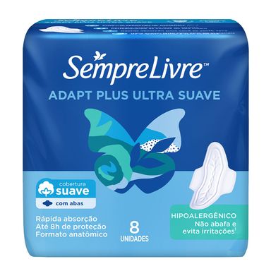 Absorvente Sempre Livre Adapt Toque Suave Com Abas Com 8 Unidades