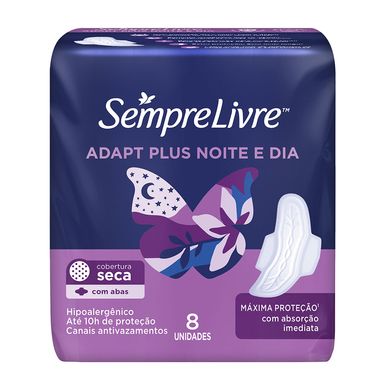 Absorvente Sempre Livre Noturno Seca Com Abas Com 8 Unidades