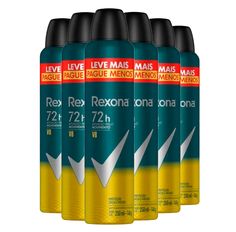 Kit Desodorante Aerosol Rexona V8 Amarelo 250ml - 6 Unidades