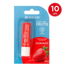 Kit Protetor Labial Isacare Frutis Morango 3,5g - 10 Unidades