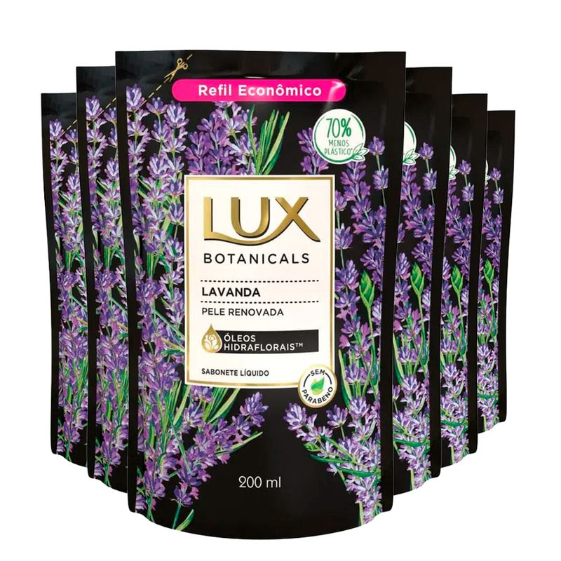 Kit Sabonete Líquido Lux Refil Botanicals Lavanda 200ml 6 Unidades - Lojas  Rede
