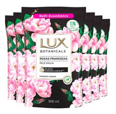Kit Sabonete Líquido Lux Refil Botanicals Rosas Francesas 200ml 6 Unidades